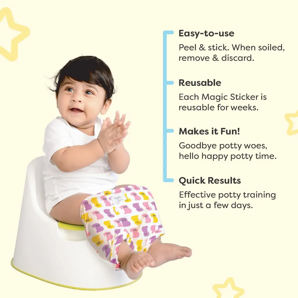 3 Diaper Pants + 6 Potty Training Colour Changing Stickers