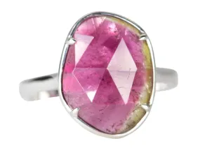 5.42ct Bi-Color Watermelon Tourmaline Stacking Ring 14K White Gold R6317