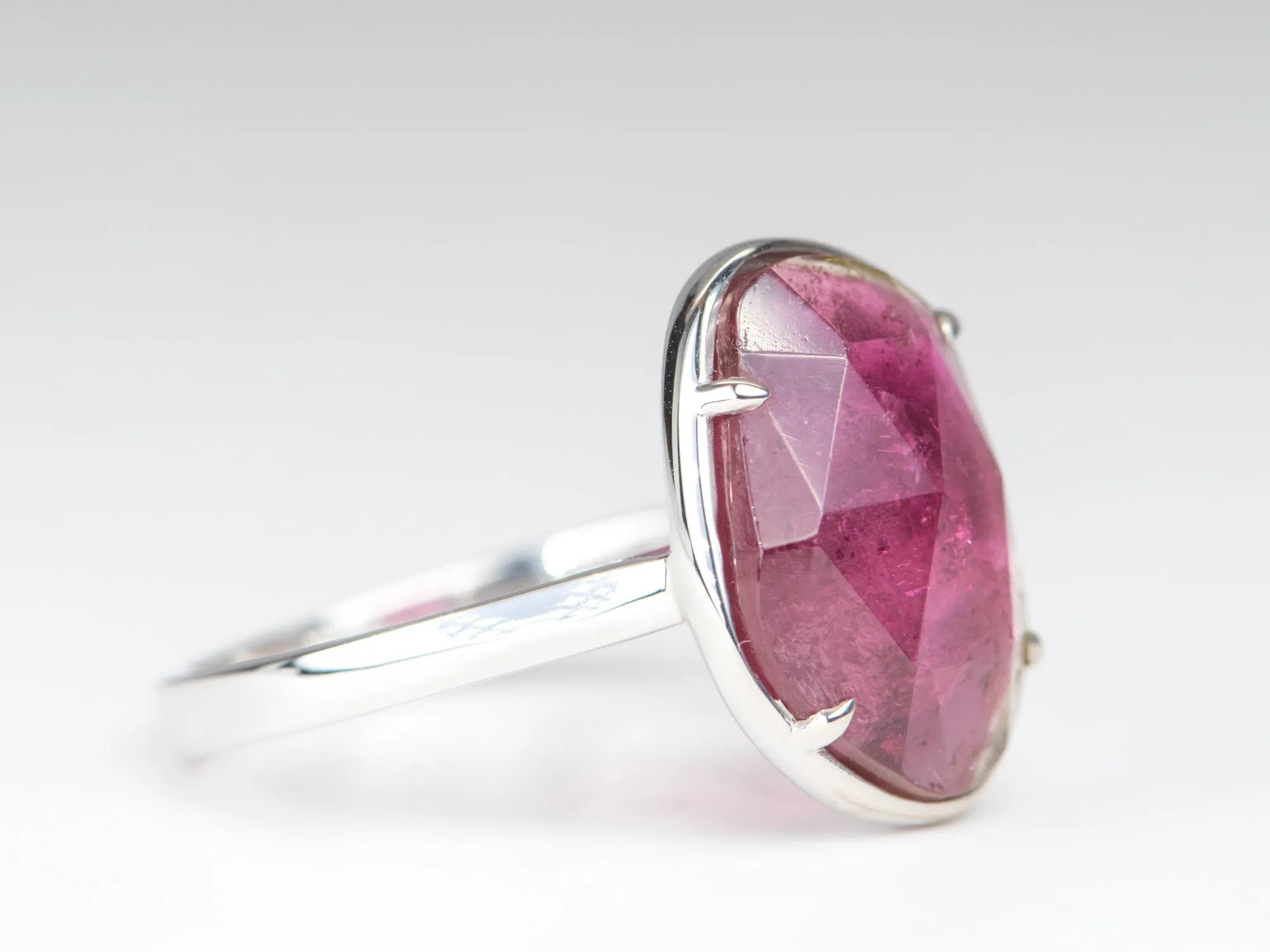 5.42ct Bi-Color Watermelon Tourmaline Stacking Ring 14K White Gold R6317