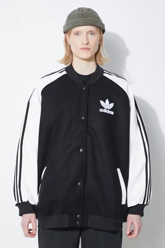 adidas Originals bomber jacket SST Oversize VRCT women’s black color IR5519