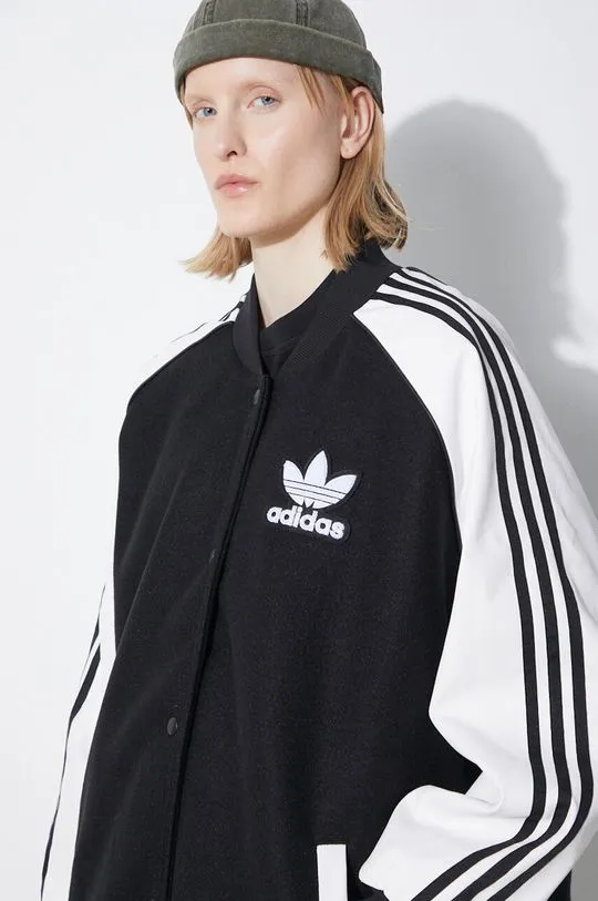 adidas Originals bomber jacket SST Oversize VRCT women’s black color IR5519