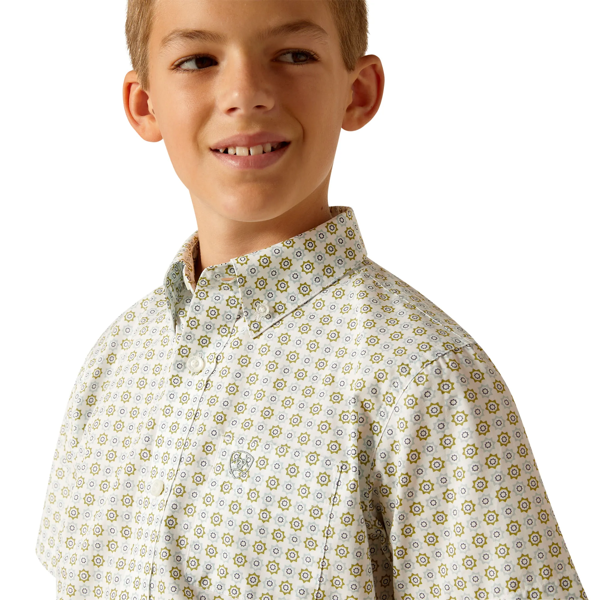 Ariat Boys Eduardo Green Short Sleeve Shirt