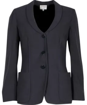 Armani Collezioni Single-Breasted Blazer in Navy Blue Wool