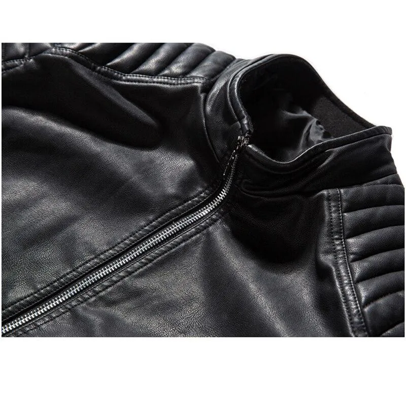 Biker PU Leather Jacket / Rock Style Motorcycle Outerwear Warm / Thick Mens Leather Jackets