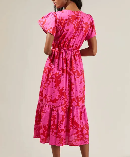 Blissa Midi Dress - Cherry/Fuchsia