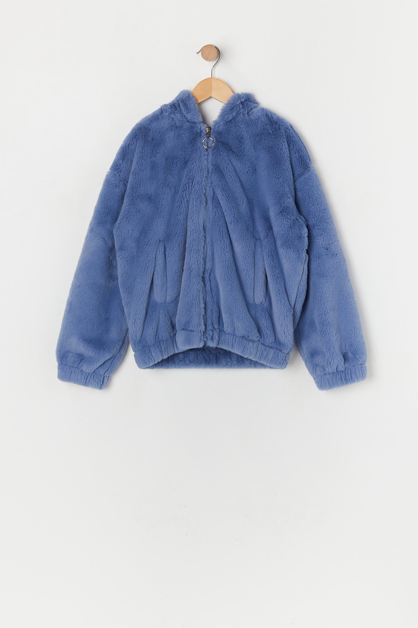 Blouson aviateur zippé en peluche pour fille