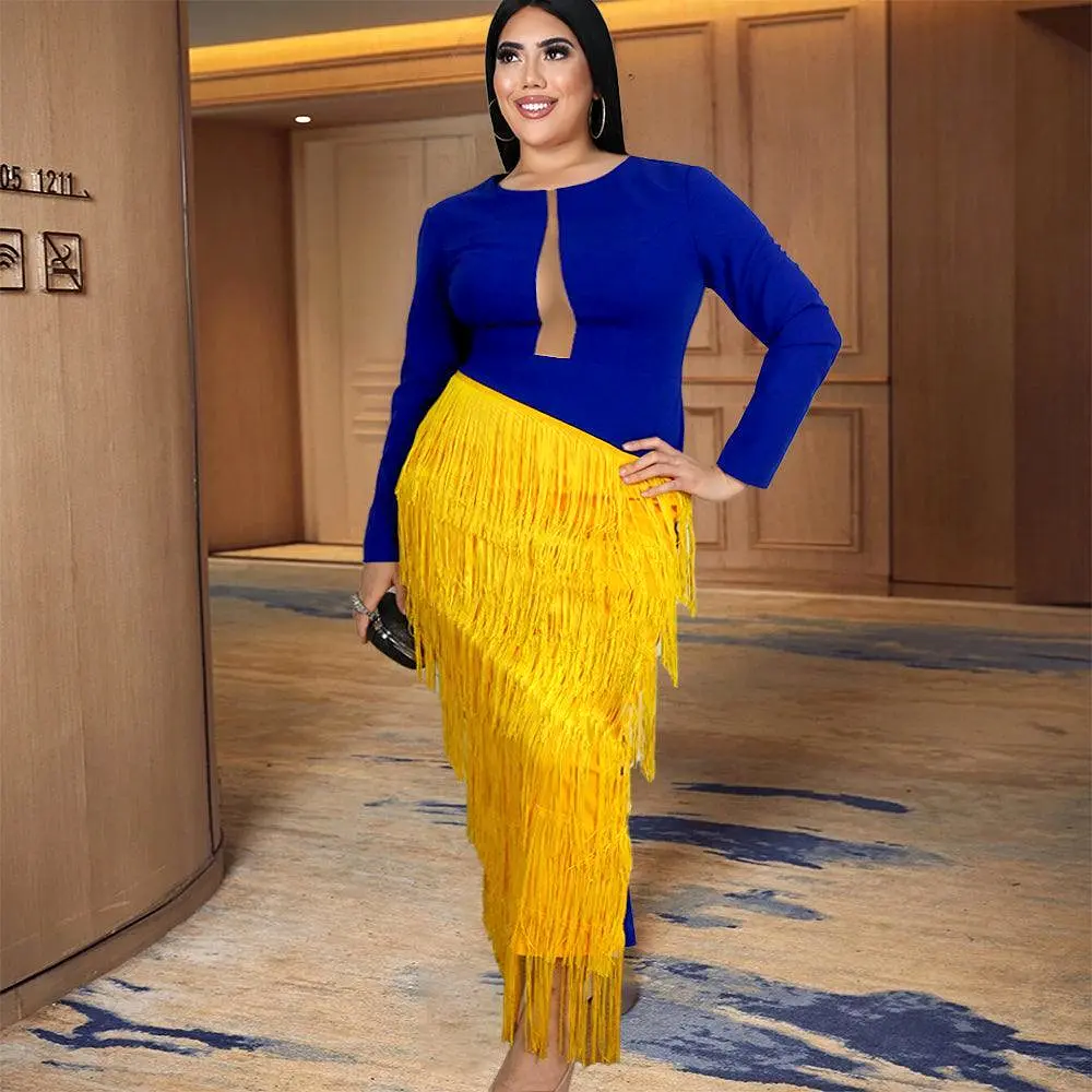 Blue-Yellow Cocktail Dress