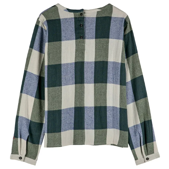 Bobo Choses Woman Plaid Check Blouse Navy Blue