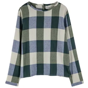 Bobo Choses Woman Plaid Check Blouse Navy Blue