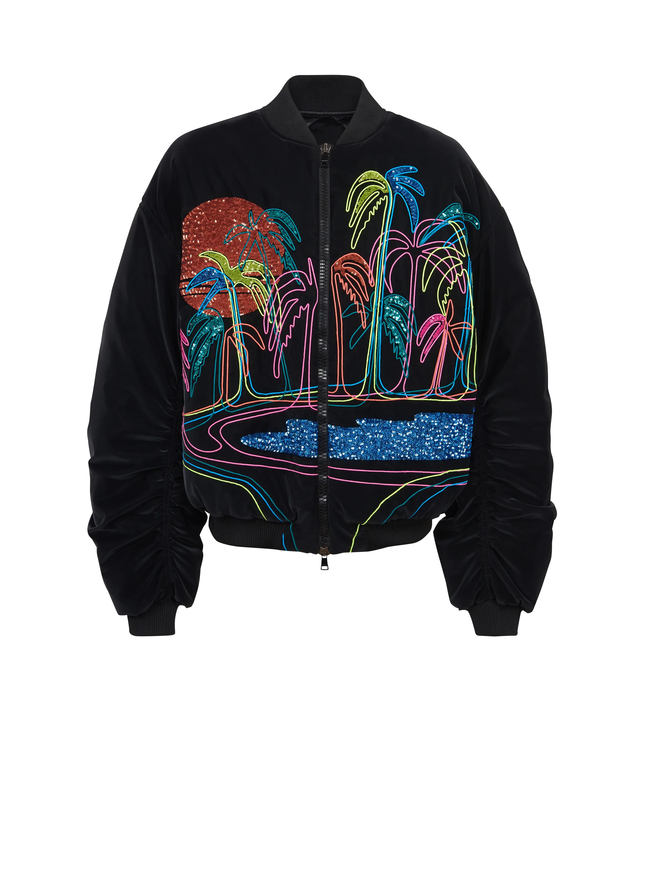 Bomber jacket with palm tree embroidery