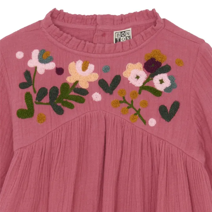 Bonton Child Happy Dress Rose Wood Pink