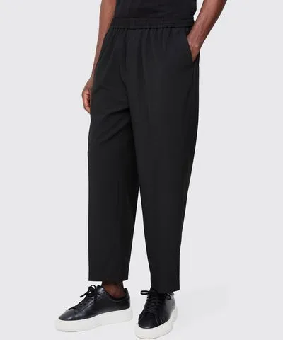 boohoo Mens Elasticated Waist Cropped Skate Fit Tailored Pants