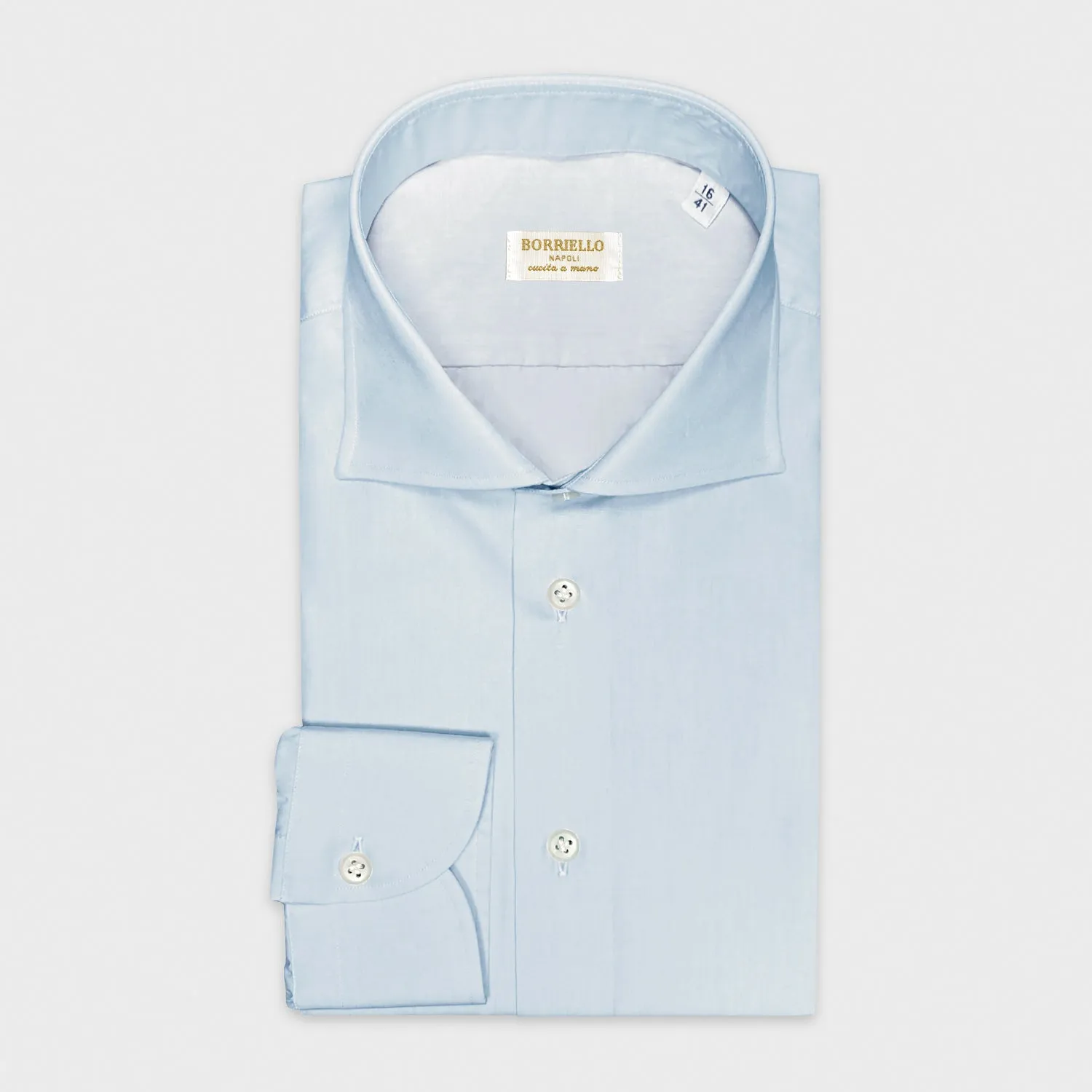 Borriello Light Blue Shirt Popeline Cotton