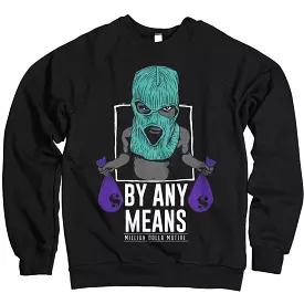 By Any Means - Purple/New Emerald on Black Crewneck Sweatshirt