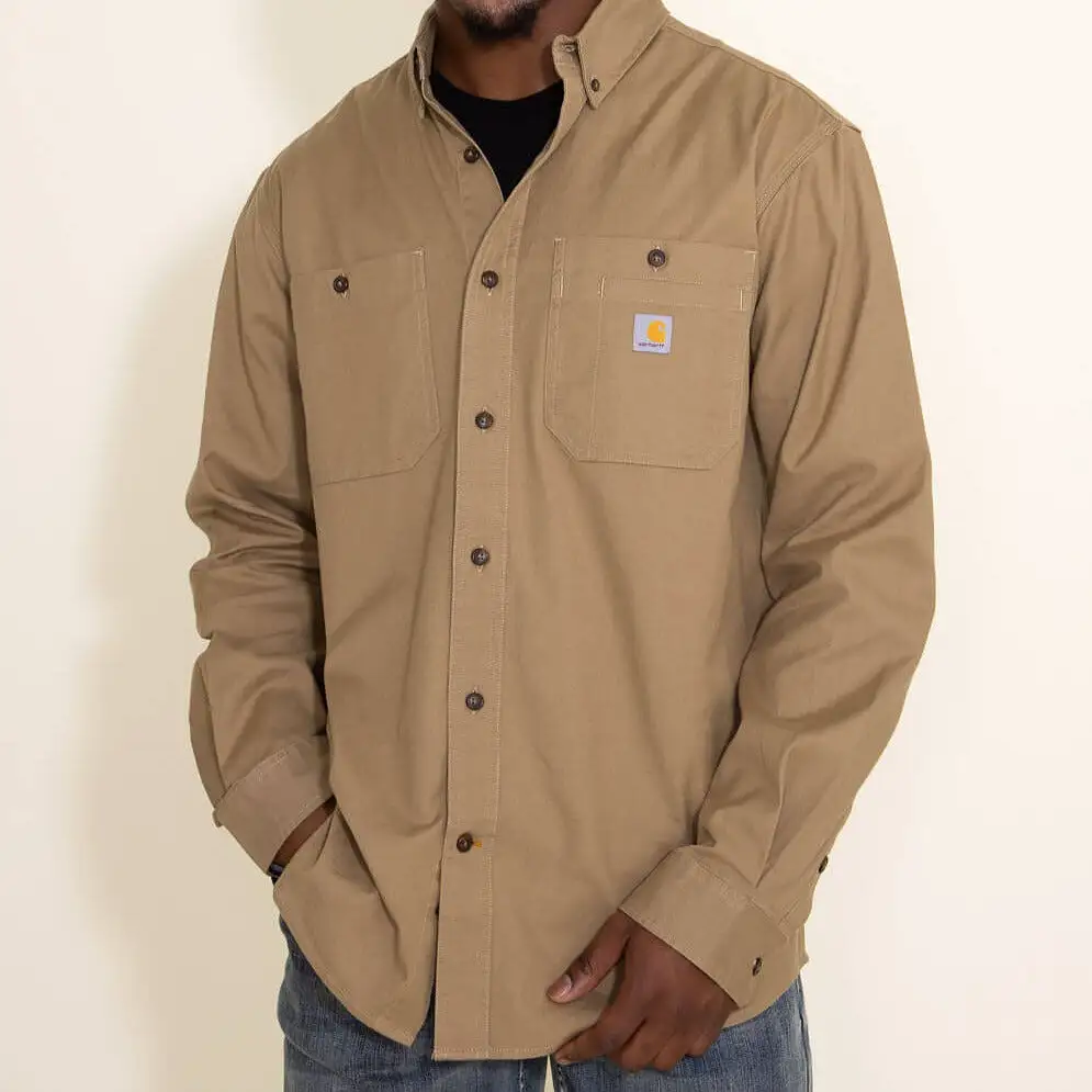 Carhartt Midweight Canvas Long Sleeve Shirt Khaki