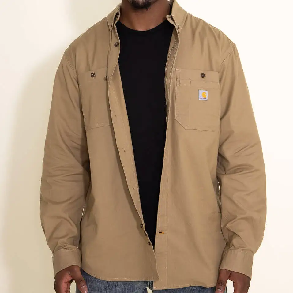 Carhartt Midweight Canvas Long Sleeve Shirt Khaki