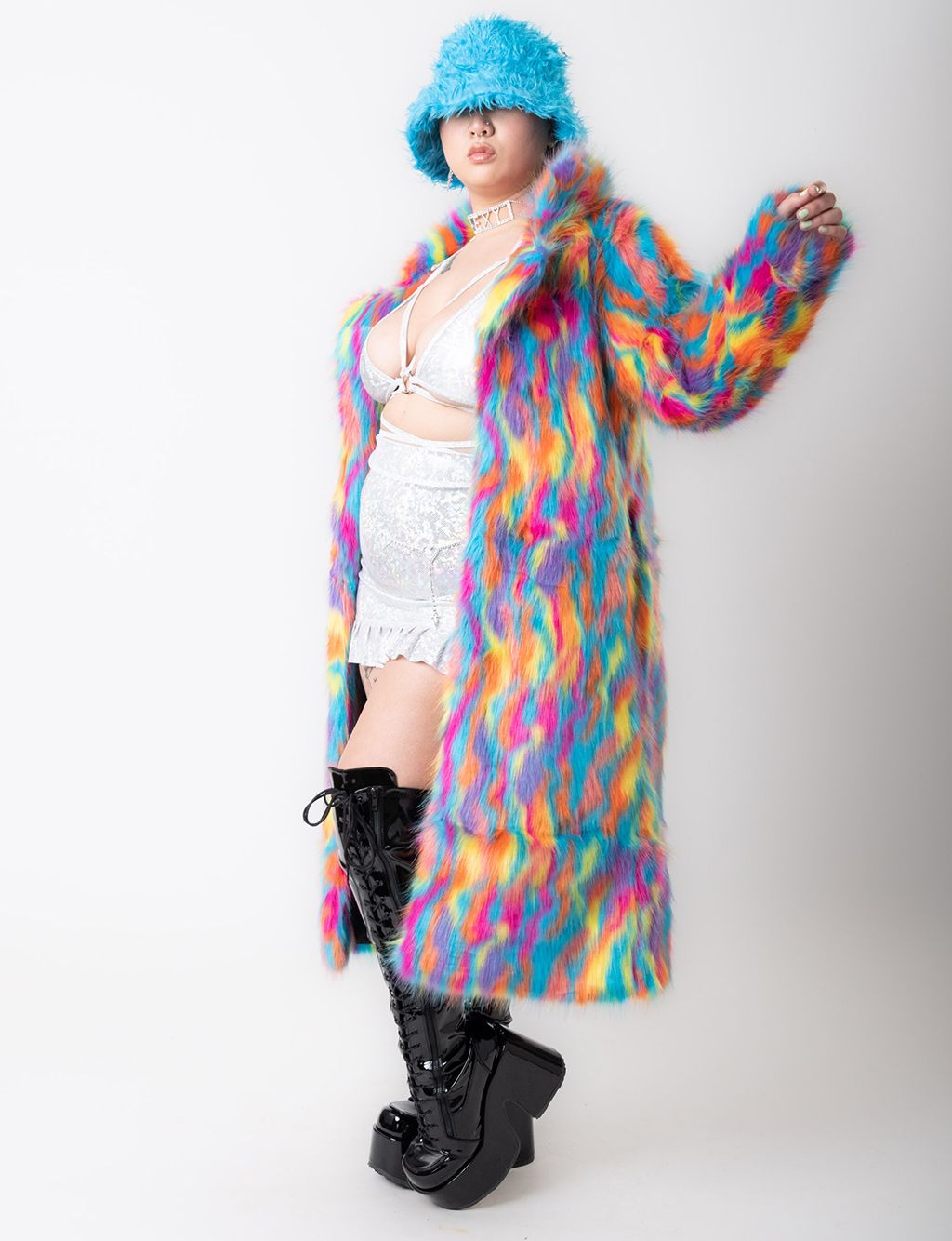 CHAMELEON FAUX FUR JACKET - LONG LENGTH  MADE 4 U 