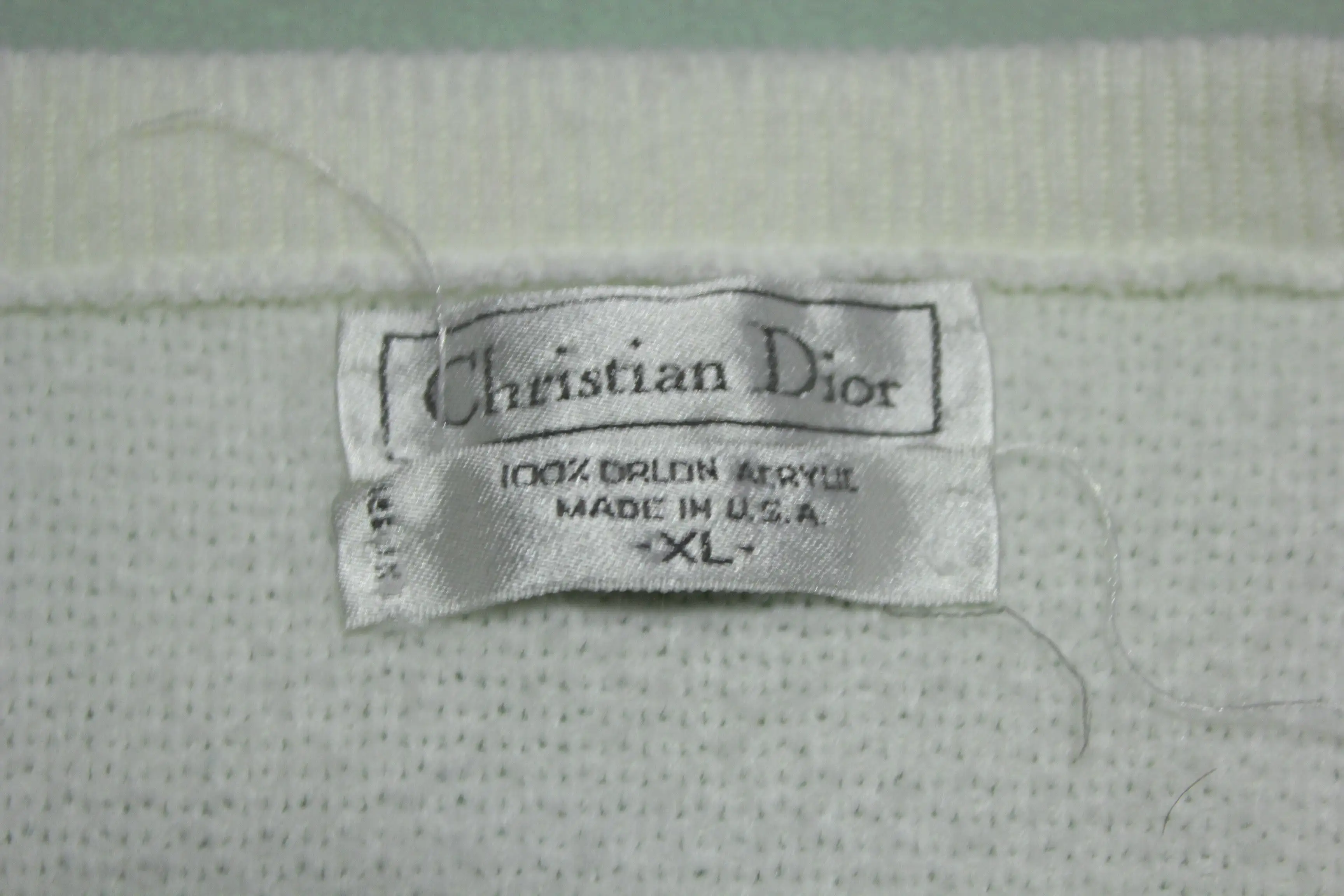 Christian Dior Vintage 80's 90's V-Neck Cream White Knit Made in USA Sweater