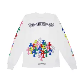 Chrome Hearts Multicolor Script Cross Long Sleeve Shirt White