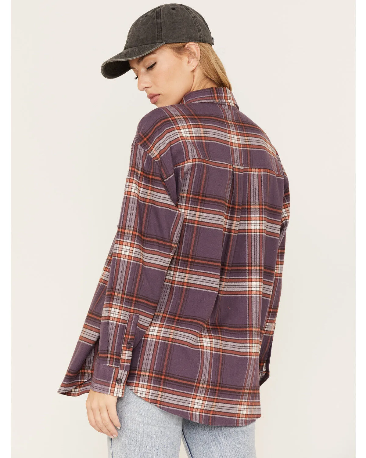 Cleo + Wolf Women's Plaid Print Oversized Long Sleeve Flannel Button Down Shirt