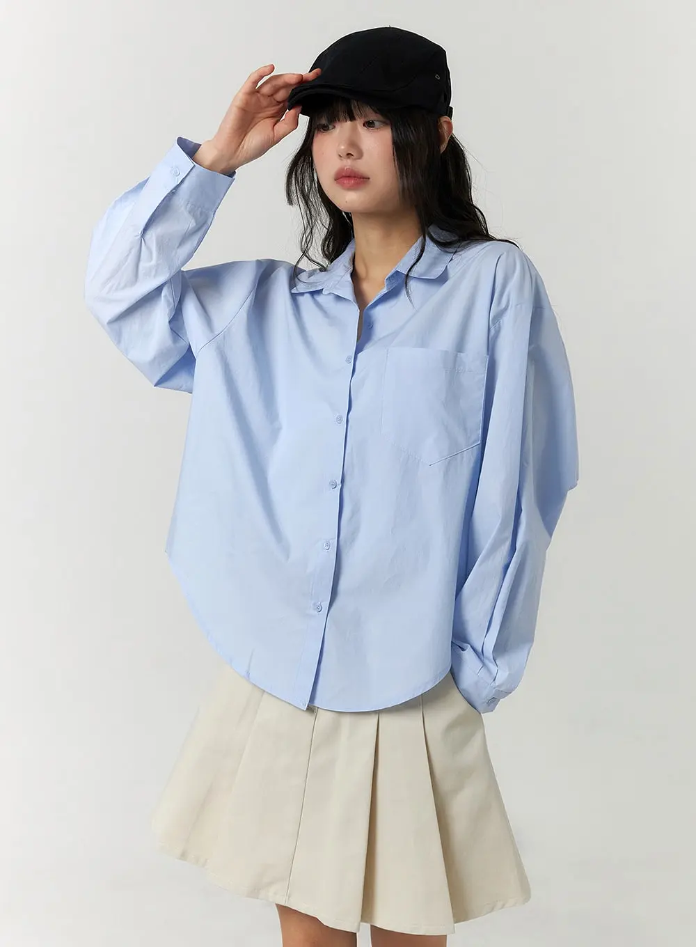 Collared Button-Up Long Sleeve Shirt CF406