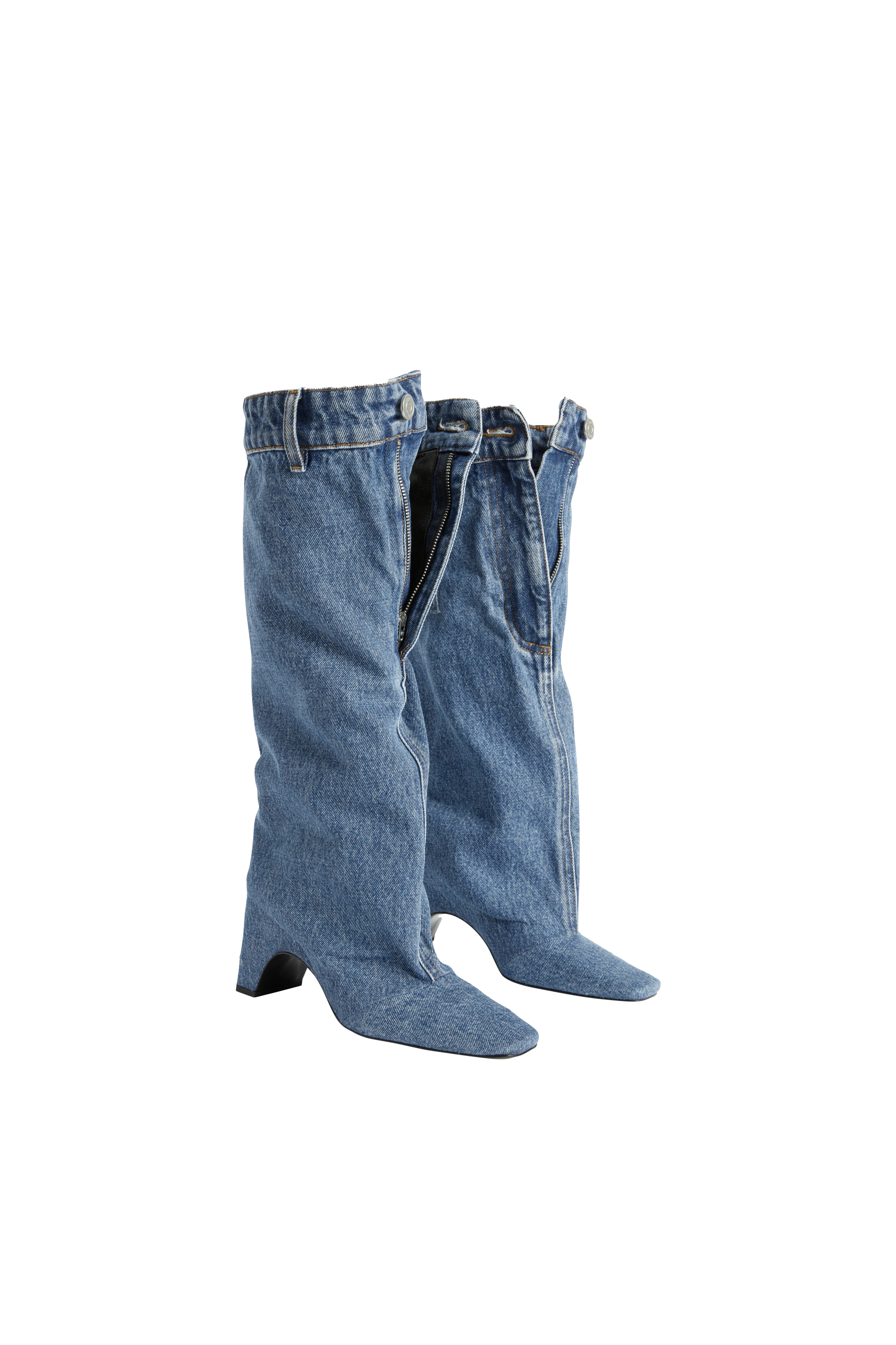 COPERNI - Denim Open Knee Bridge Boot WASHED BLUE