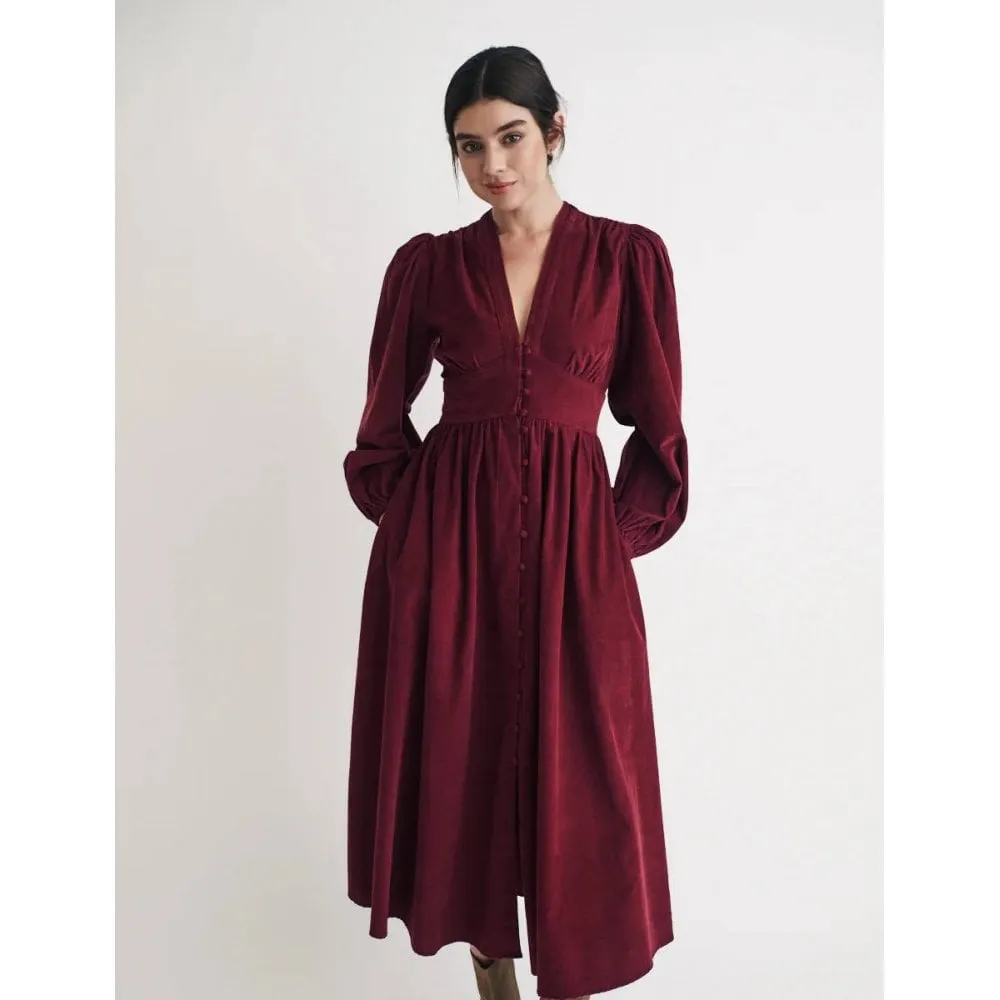 Cord Long Sleeve Starlight Midi Dress