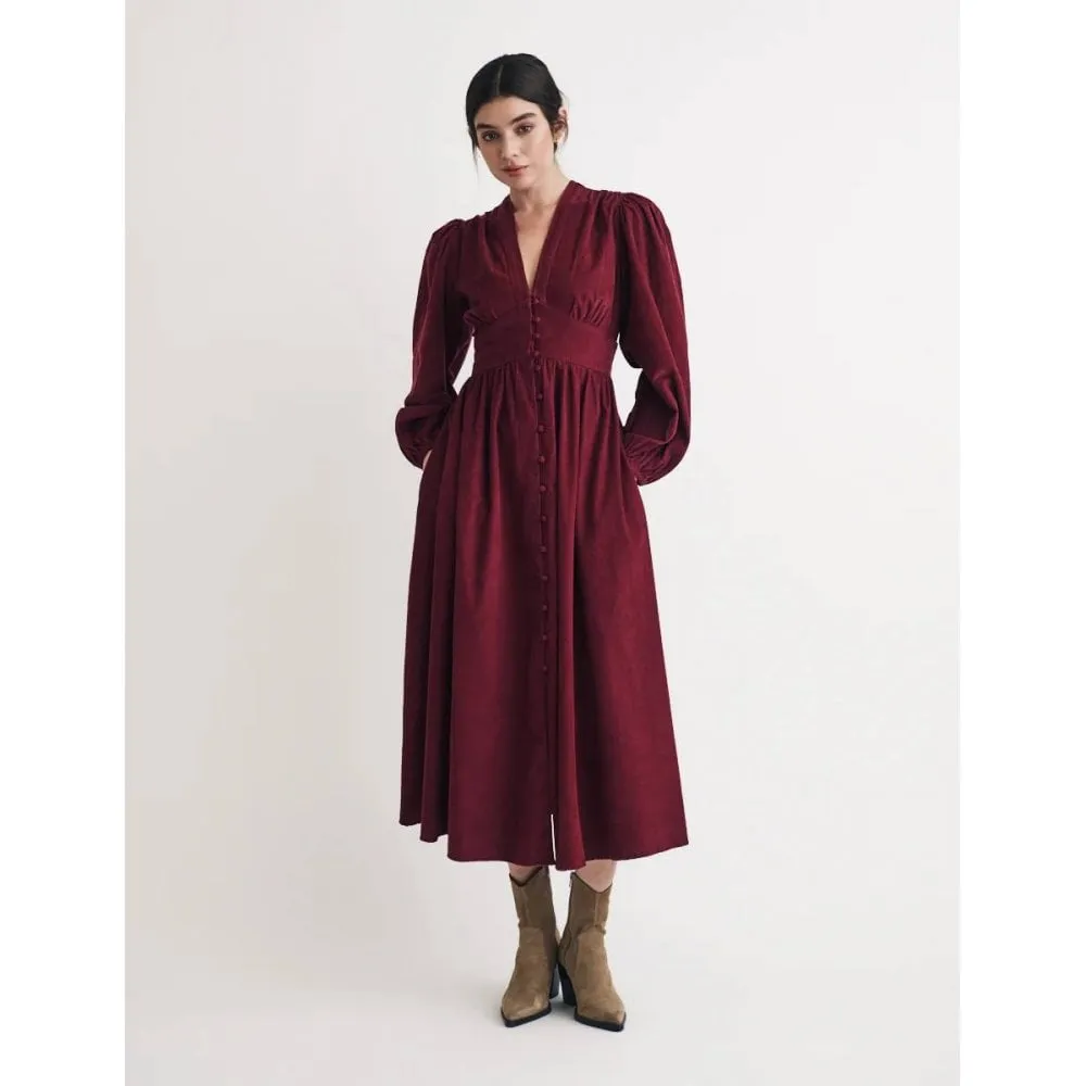 Cord Long Sleeve Starlight Midi Dress