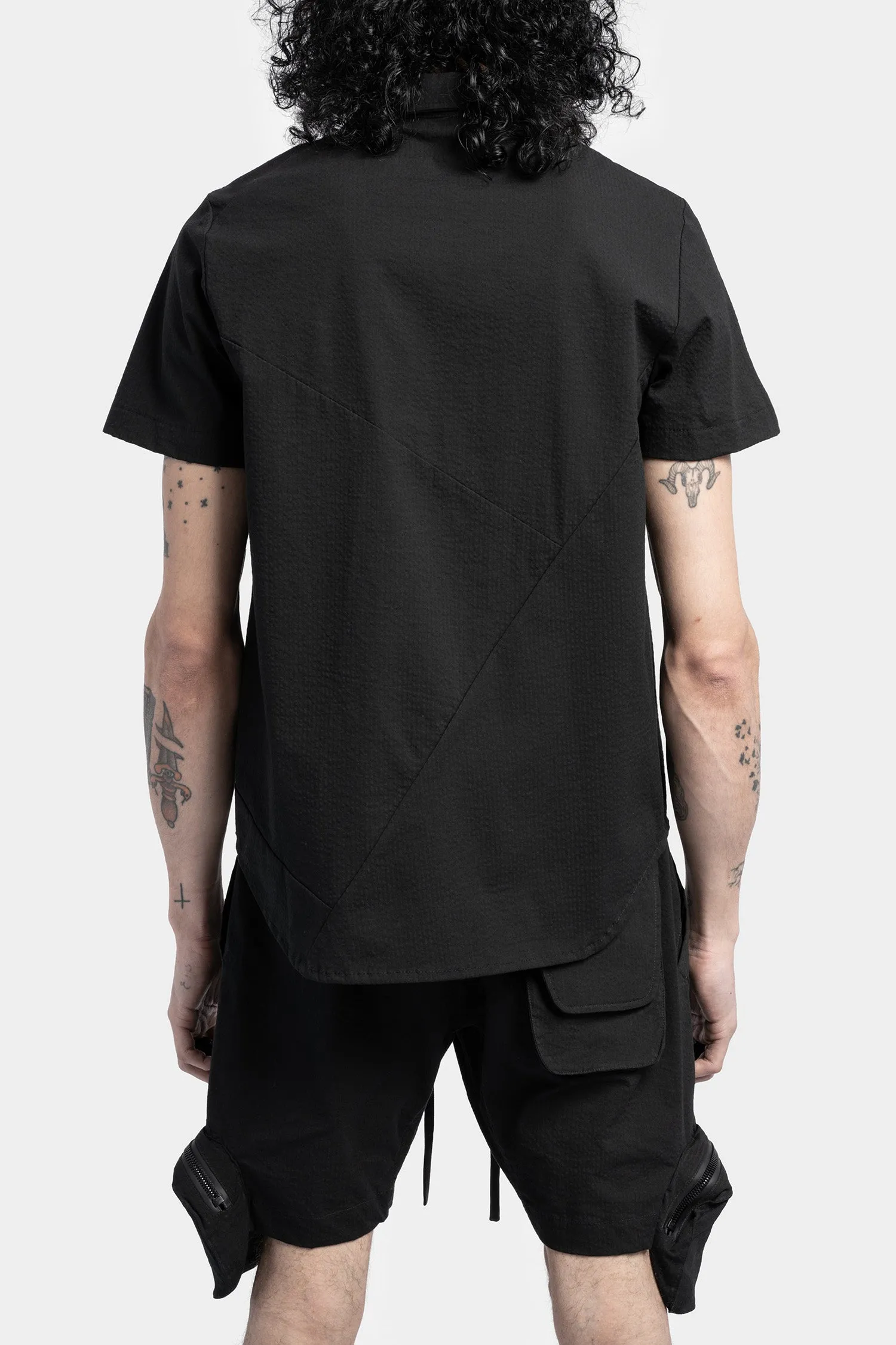 Cross cut short sleeve shirt