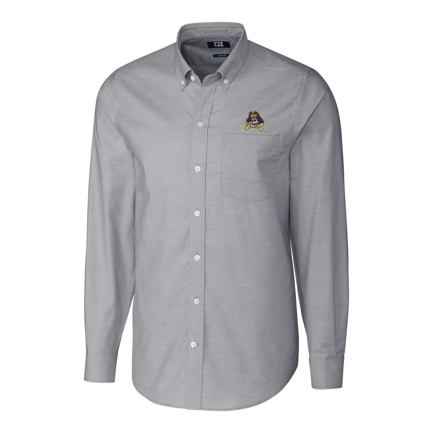 Cutter & Buck ECU Pirates Charcoal Stretch Oxford Big & Tall Long Sleeve Button-Down Shirt