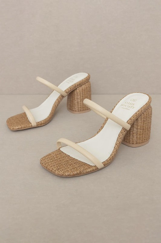 D-Margaret-Raffia High Heel Mules