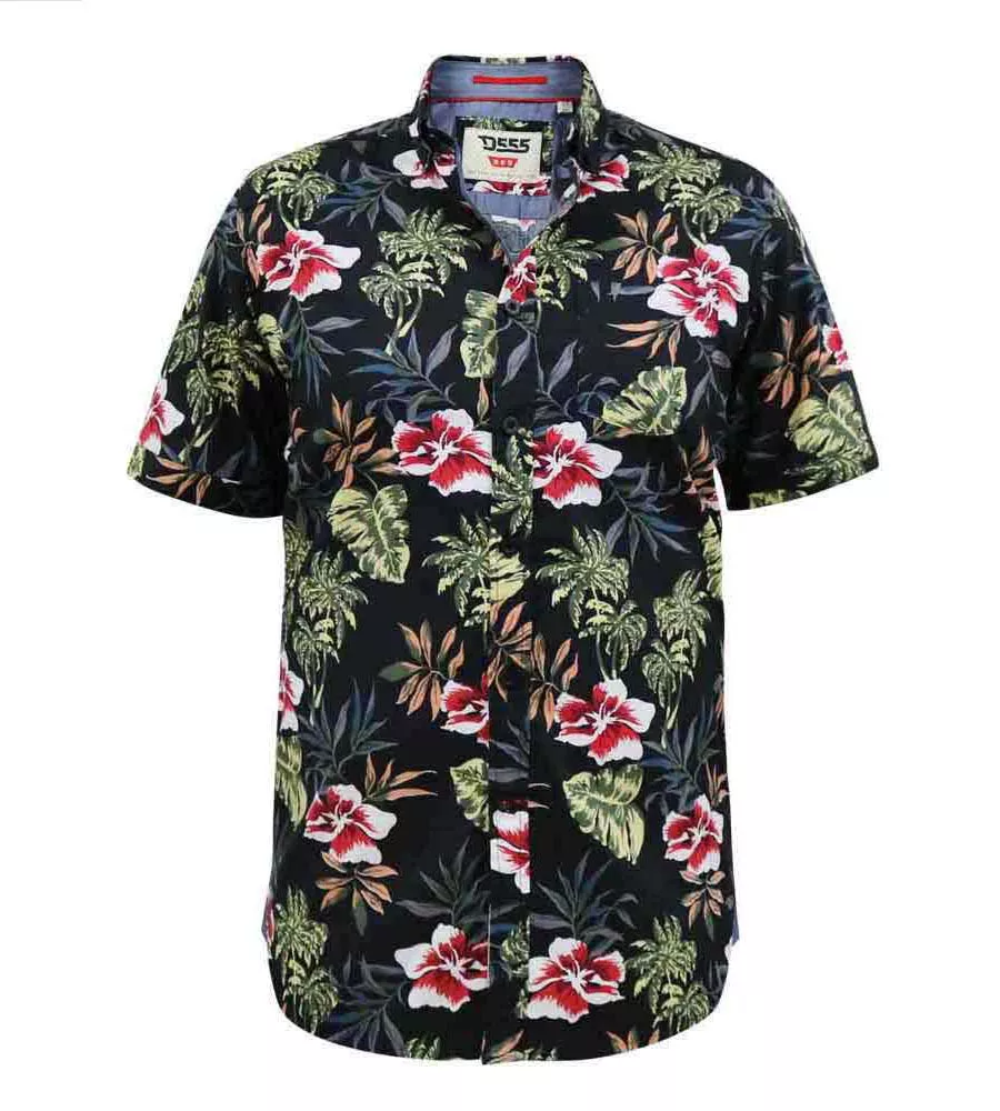 D555 Big Mens Hawaiian Print Short Sleeve Shirt (WILTON)