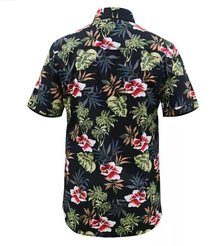 D555 Big Mens Hawaiian Print Short Sleeve Shirt (WILTON)