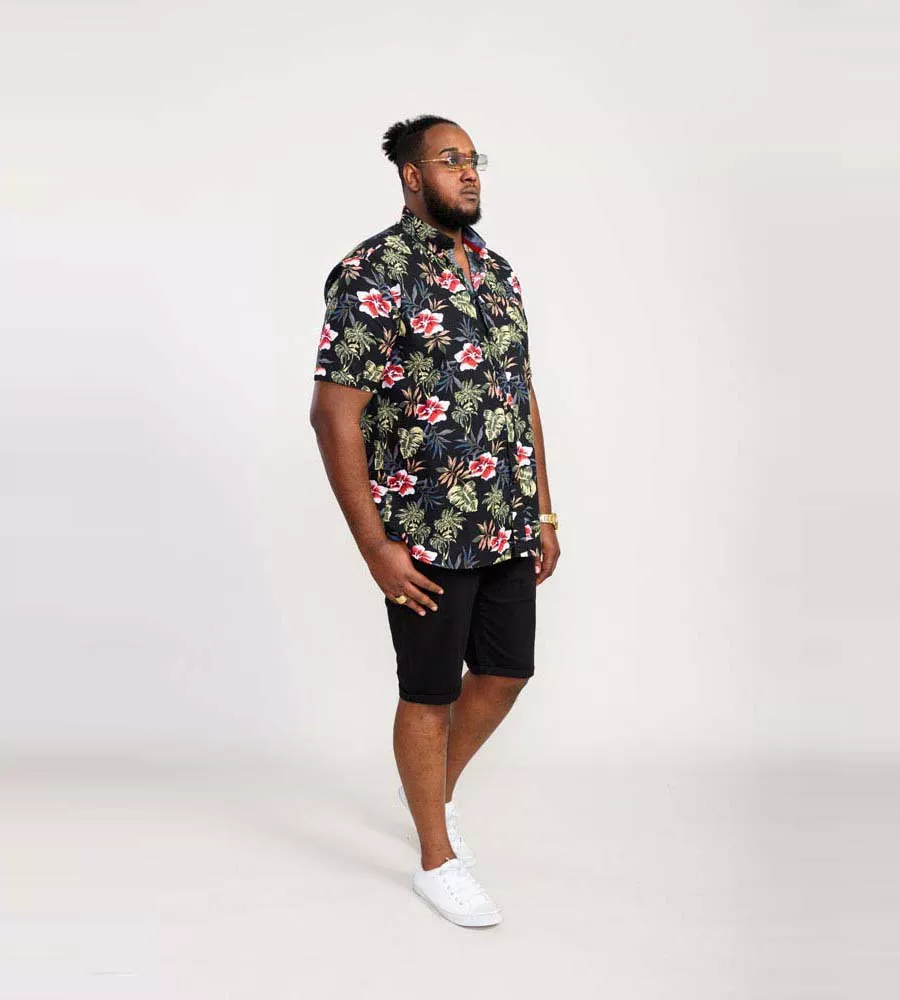 D555 Big Mens Hawaiian Print Short Sleeve Shirt (WILTON)