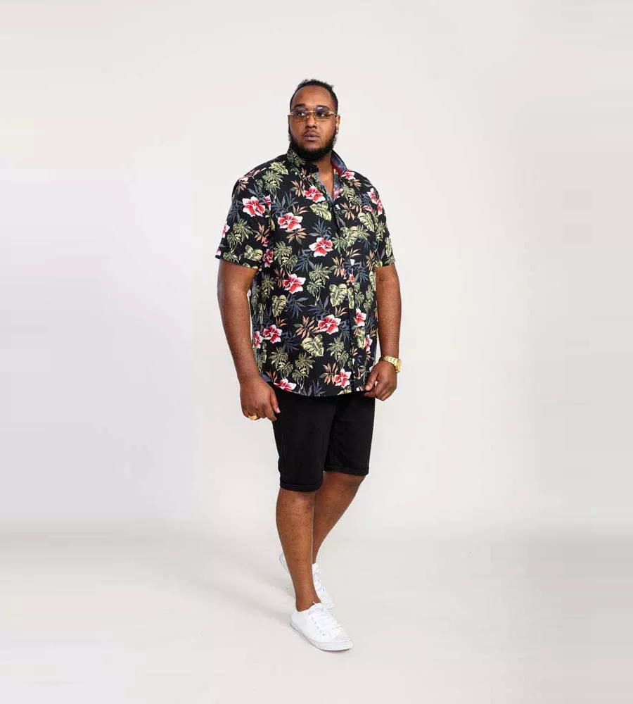 D555 Big Mens Hawaiian Print Short Sleeve Shirt (WILTON)