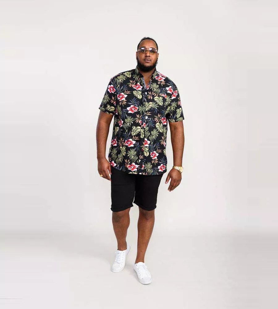 D555 Big Mens Hawaiian Print Short Sleeve Shirt (WILTON)