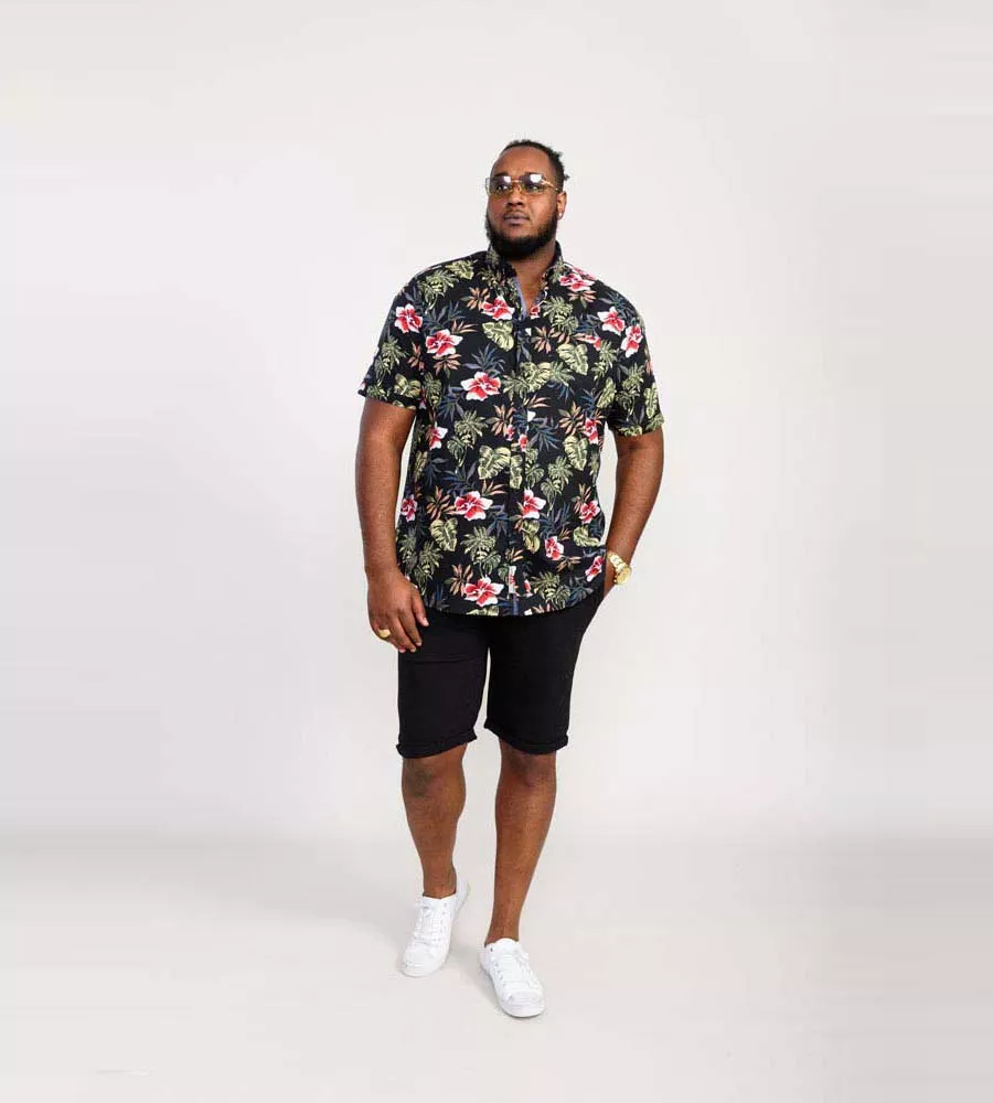 D555 Big Mens Hawaiian Print Short Sleeve Shirt (WILTON)