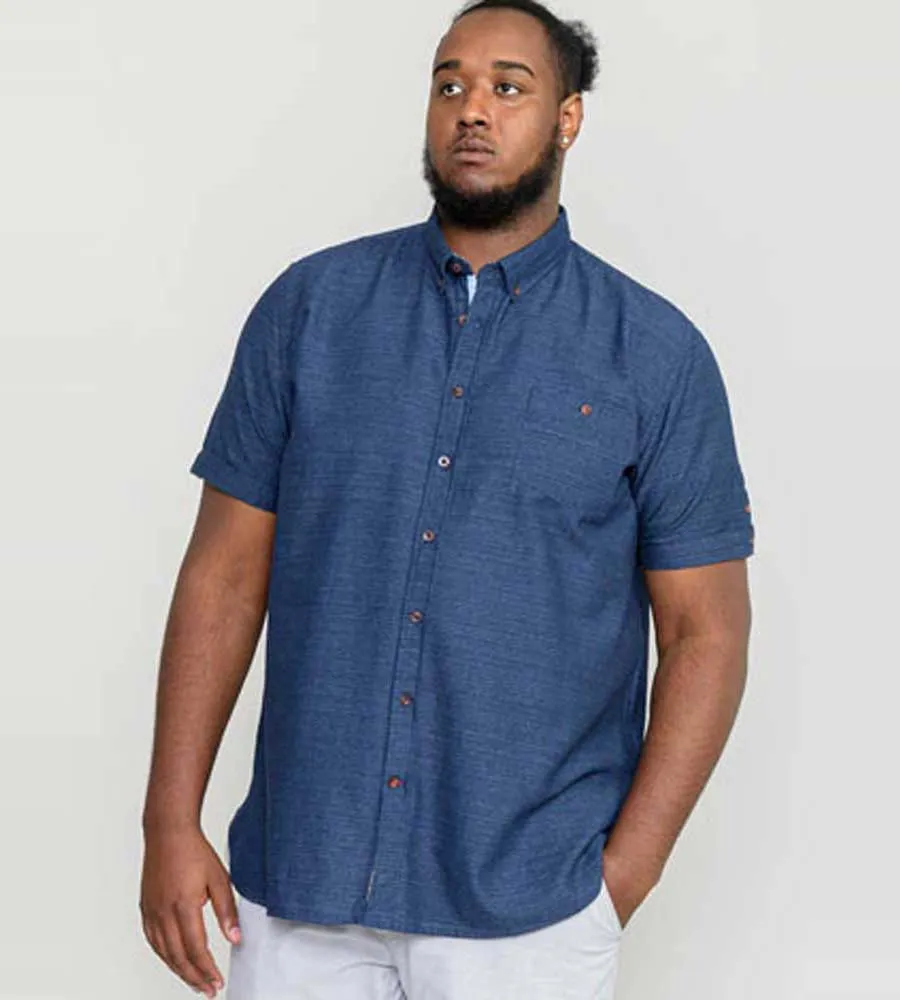 D555 Big Mens Navy Short Sleeve Shirt (STRATFORD 2)