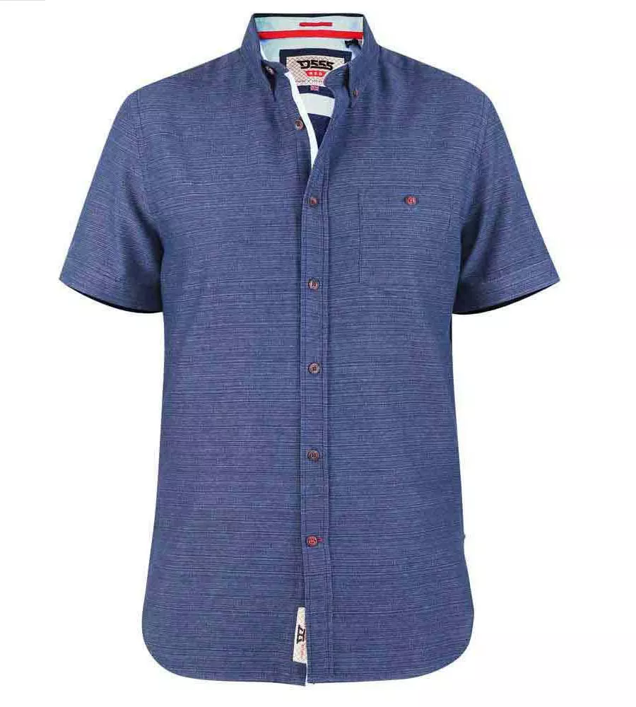 D555 Big Mens Navy Short Sleeve Shirt (STRATFORD 2)