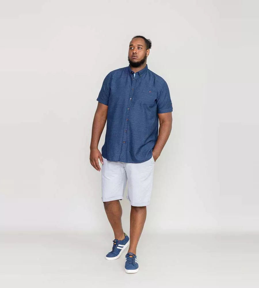 D555 Big Mens Navy Short Sleeve Shirt (STRATFORD 2)