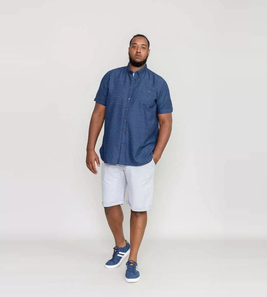 D555 Big Mens Navy Short Sleeve Shirt (STRATFORD 2)