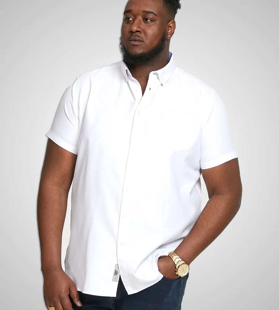 D555 Big Mens White Oxford Short Sleeve Shirt (JAMES WHITE)