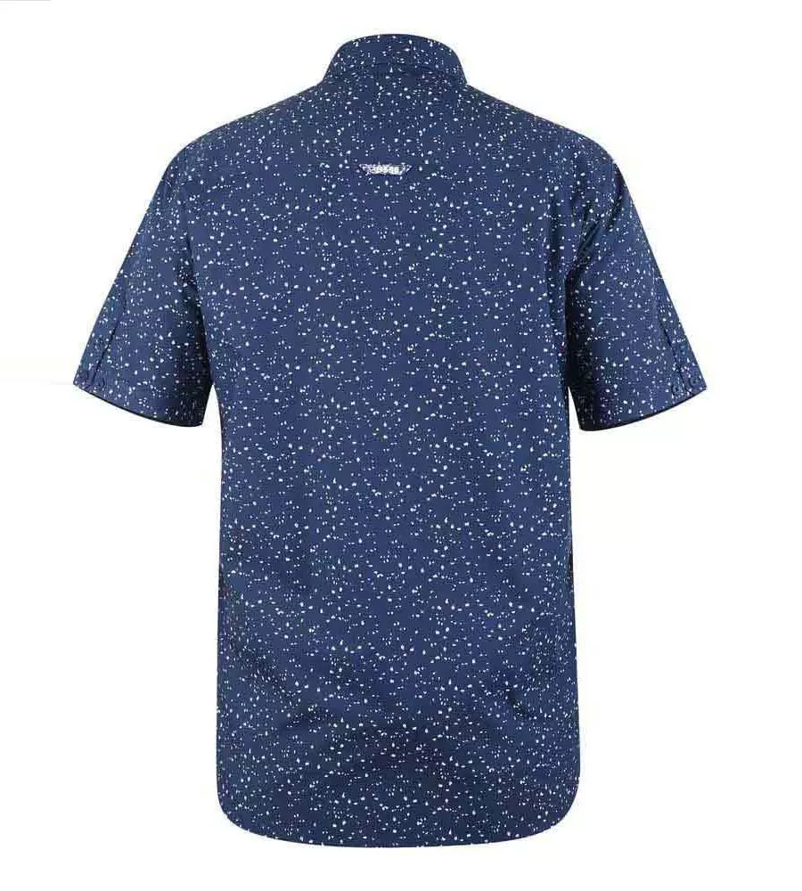 D555 Mens Navy Short Sleeve Shirt With All Over Micro Print (FINDON)