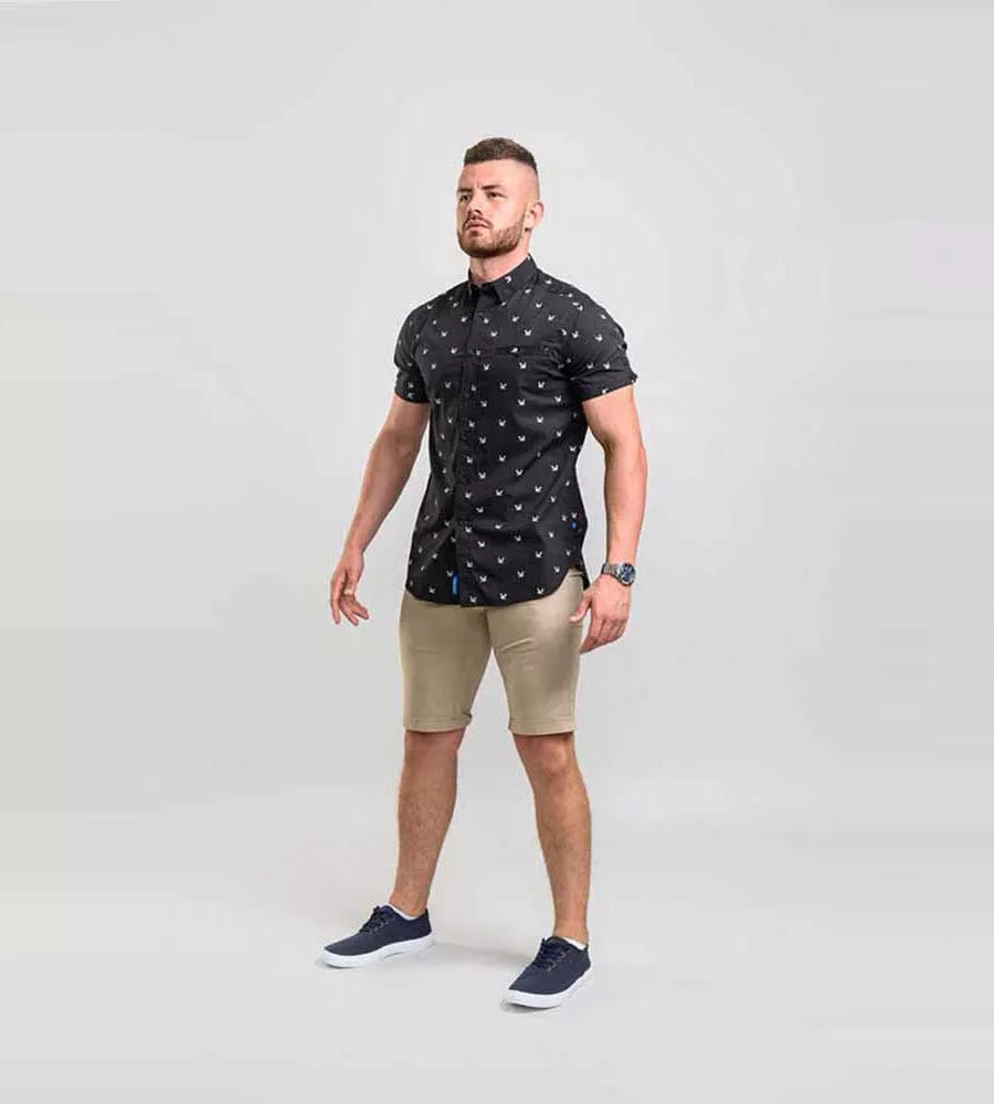 D555 Mens Short Sleeve Shirt With All Over Print (MARLEY)