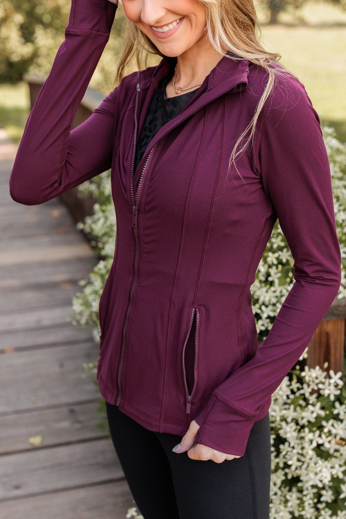 Daily Walks Athleisure Jacket- Burgundy