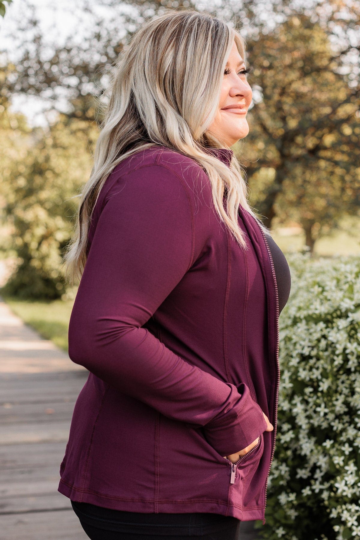 Daily Walks Athleisure Jacket- Burgundy