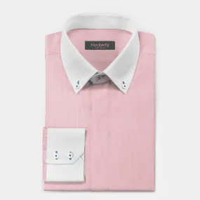 Easy-iron light pink hairline stripe cotton button down Shirt with hidden buttons