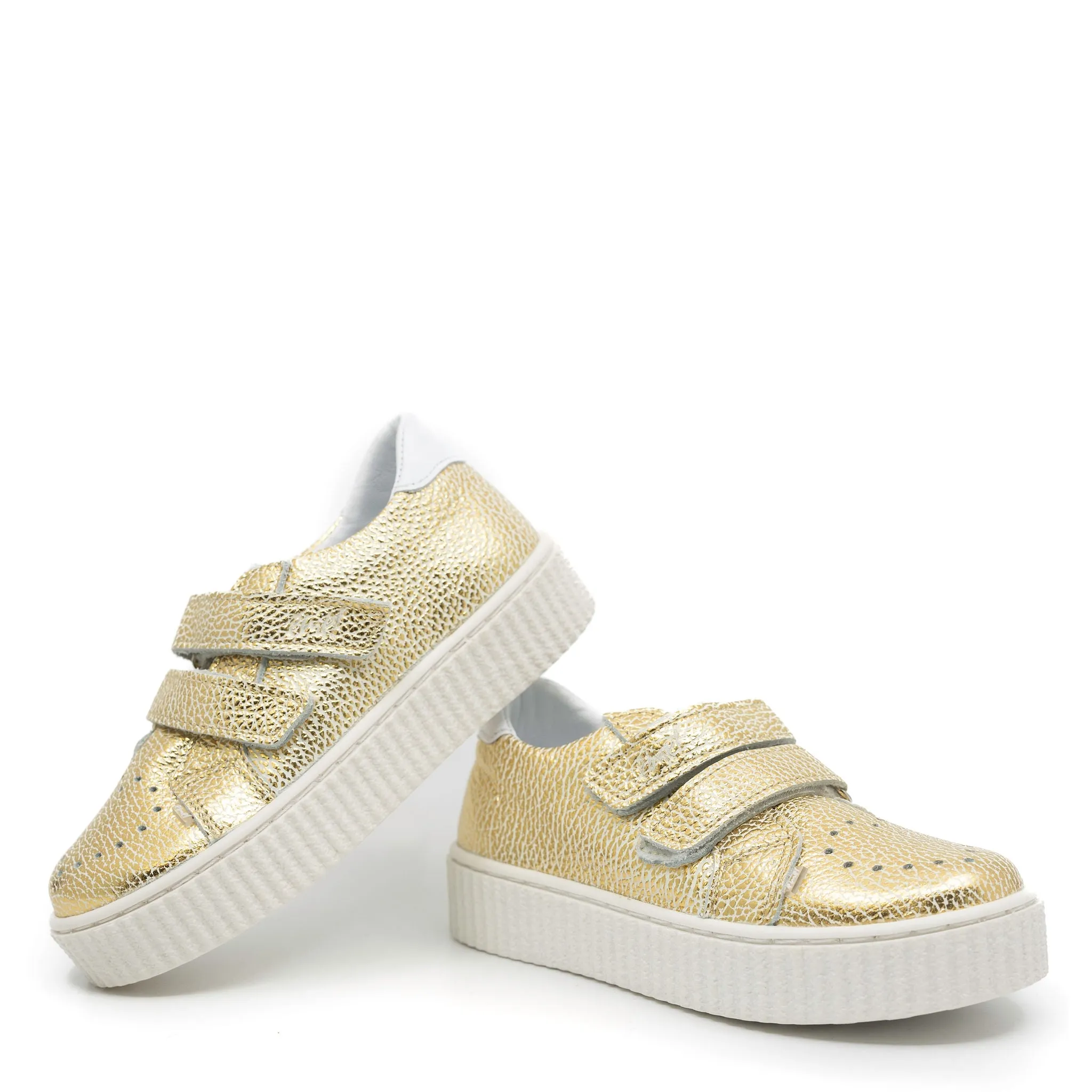 Emel Crackled Gold Velcro Sneaker