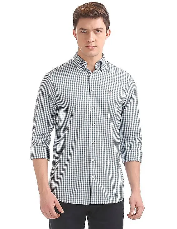 Gant Tech Prep Oxford Gingham Regular Hidden Button Down Shirt