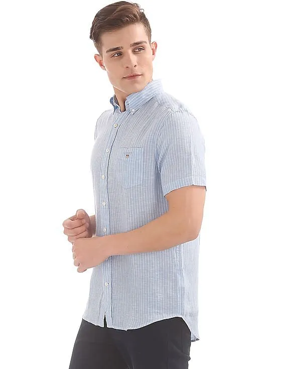 Gant The Linen Pinstripe Regular Short Sleeve Button Down Shirt